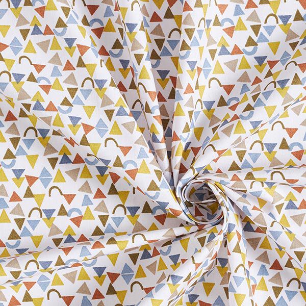 Tissu en coton Cretonne Petits triangles – blanc/marron clair,  image number 3