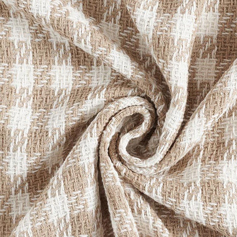 Tissu pour manteau en coton Carreaux – blanc/beige foncé,  image number 4