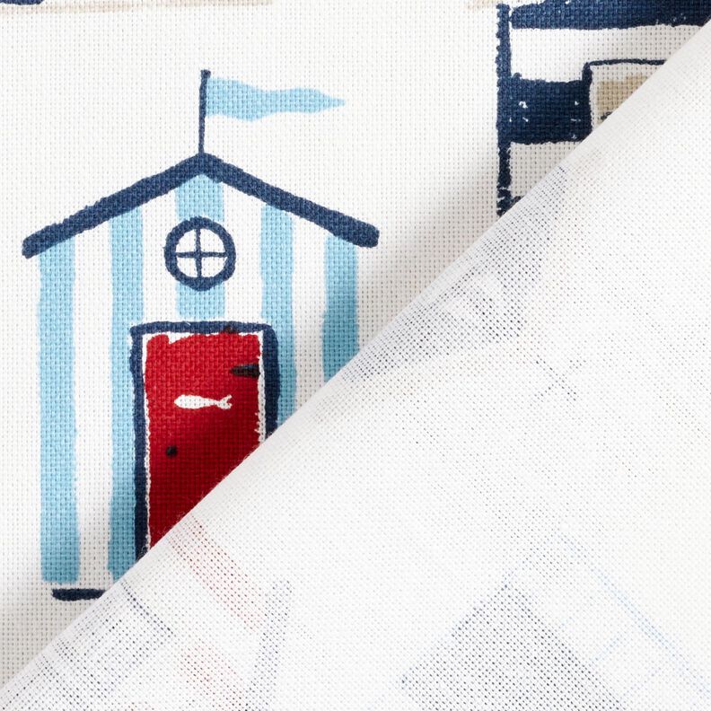 Tissu de décoration Semi-panama Maisons de plage – blanc/bleu marine, image number 4