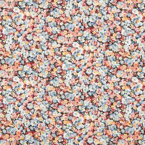 Tissu viscose Prairie fleurie – jean bleu clair/noir, 