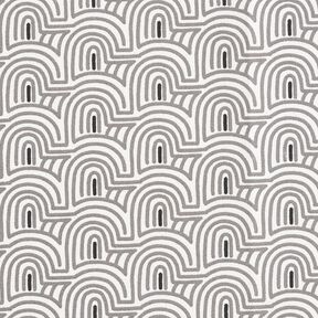 Tissu de décoration Semi-panama Courbes minimalistes – blanc/gris, 