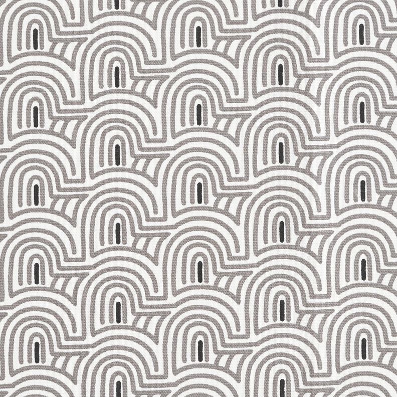 Tissu de décoration Semi-panama Courbes minimalistes – blanc/gris, image number 1
