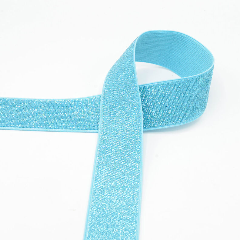 Bande élastique métallisée [40 mm] – bleu clair,  image number 1