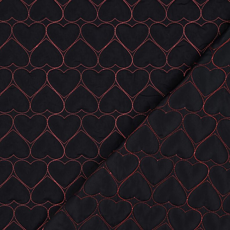 Tissu matelassé Cœurs en néon | Poppy Fabrics – noir/rose néon, image number 4