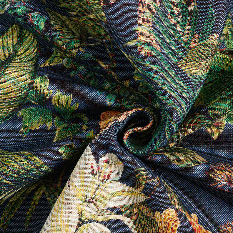 Tissu de décoration Gobelin Léopards dans la jungle – bleu/vert,  image number 4