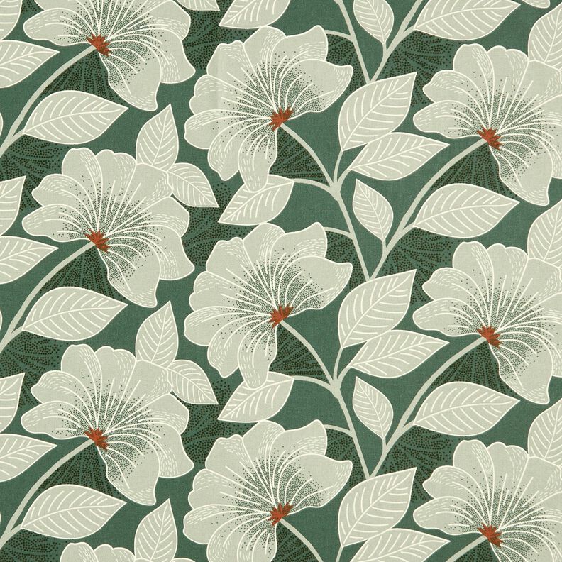 Tissu de décoration Semi-panama Grandes fleurs – vert,  image number 1