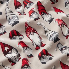 French Terry Sweat d’été Lutins de Noël – taupe clair,  French Terry Sweat d’été Lutins de Noël – taupe clair,