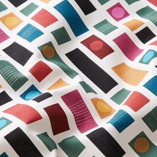 Tissu en coton Cretonne formes colorées – écru/framboise, 