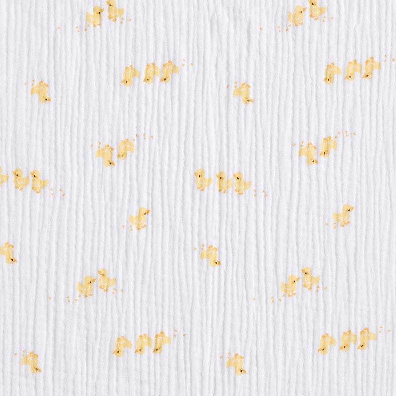 Tissu double gaze de coton Jolis canetons – blanc/or,  image number 1