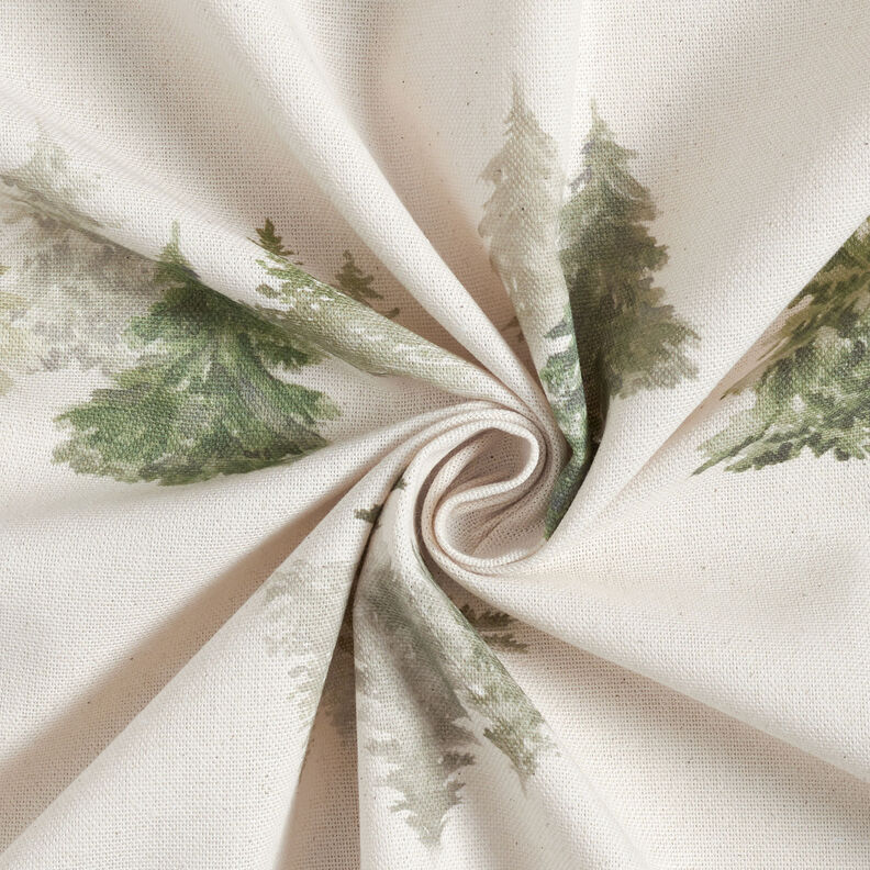 Tissu de décoration Semi-panama Sapins élégants – nature/pin, image number 3