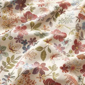Tissu de décoration Gobelin Fleurs colorées – beige clair/rosé, 