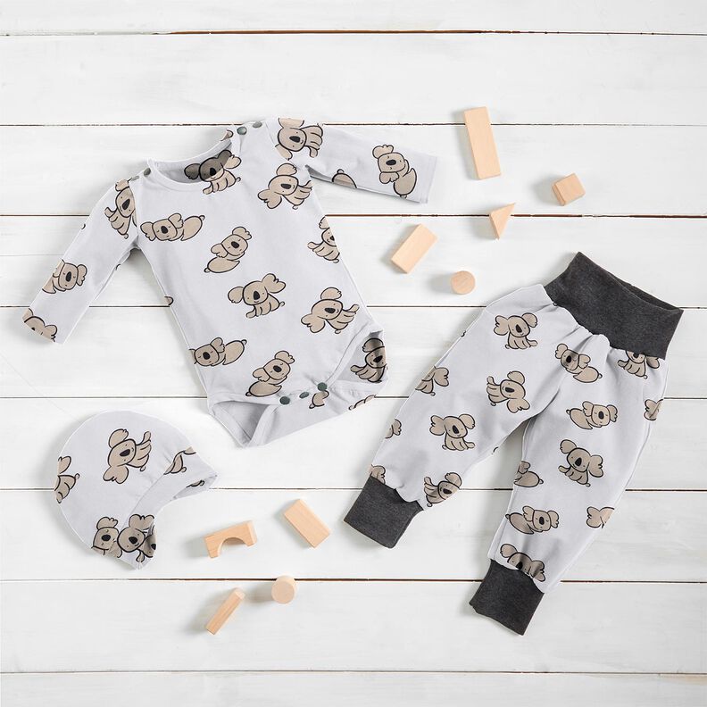 GOTS Jersey coton Koala | Poppy Fabrics – blanc/amande,  image number 7