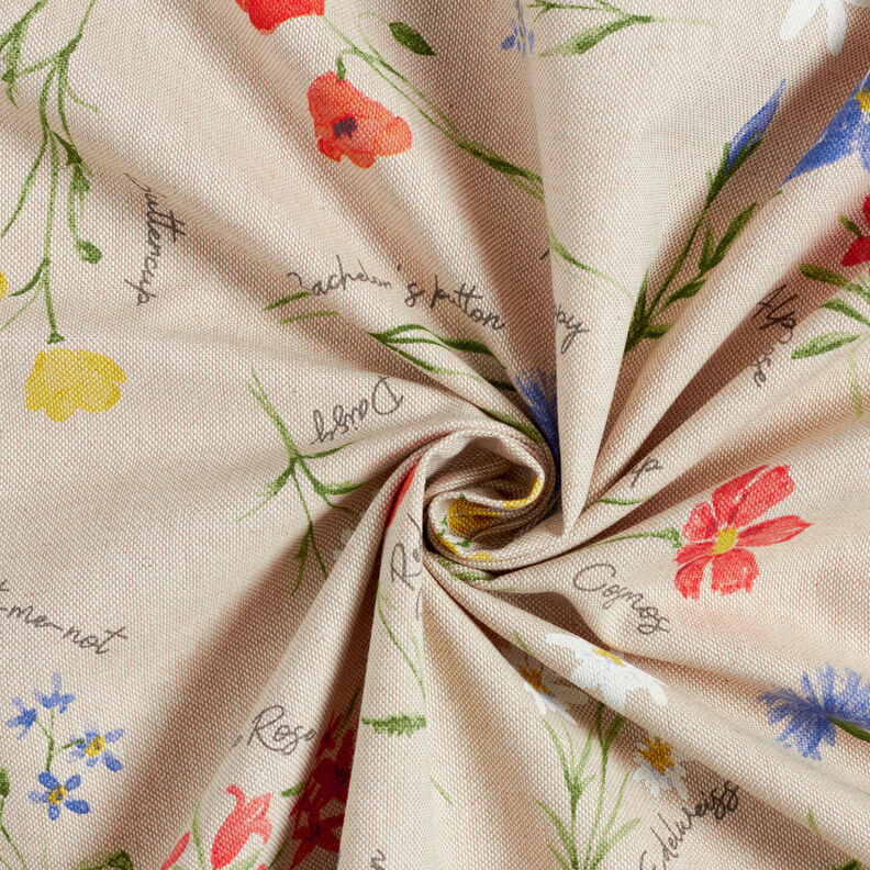 Tissu de décoration Semi-panama Fleurs alpines – nature/bleu, image number 3