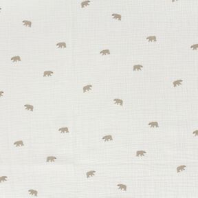 Tissu double gaze de coton ours blanc – blanc, 
