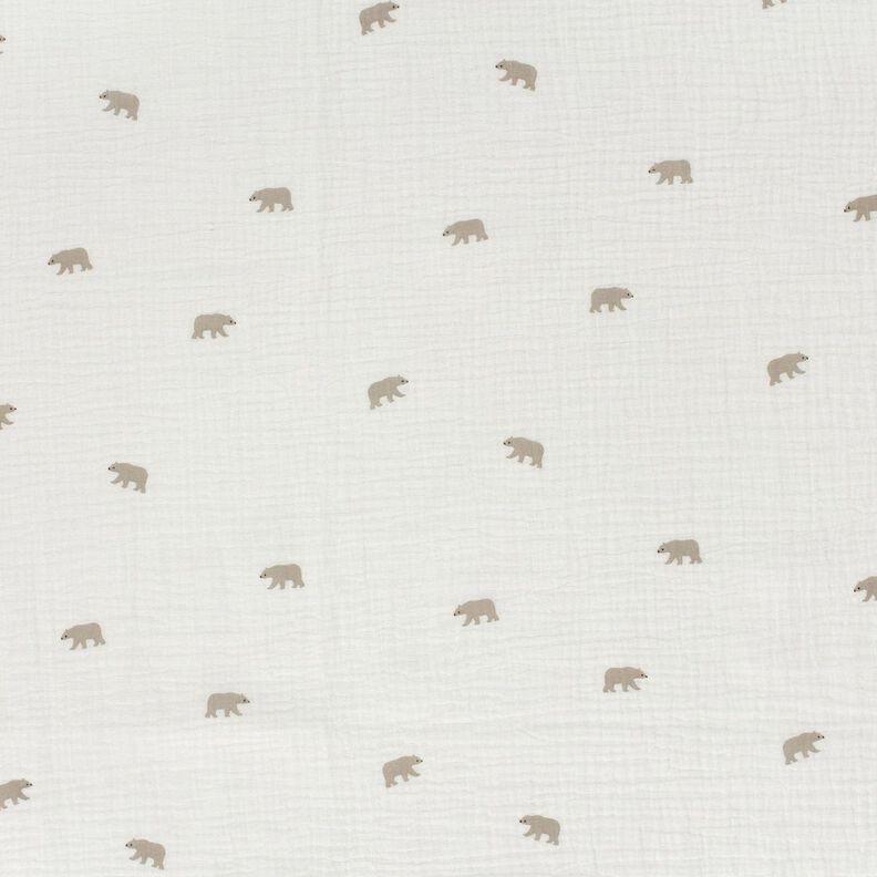 Tissu double gaze de coton ours blanc – blanc, image number 1