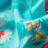 Beachwear paréo panneaux paons et fleurs – bleu aqua/rose intense,  thumbnail number 3