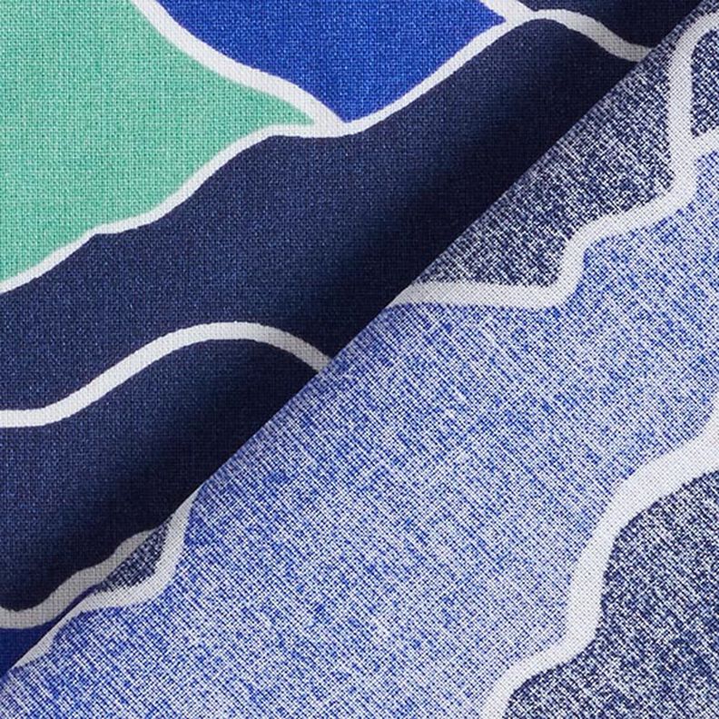 Tissu en coton Cretonne Vagues abstraites – bleu roi/sauge,  image number 4
