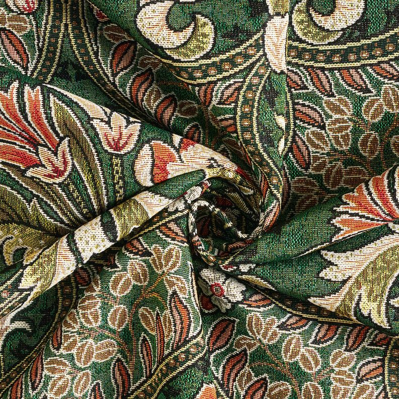 Tissu de décoration Gobelin Blumenornamente – vert/orange clair, image number 3