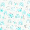 Popeline coton Roses et arcs-en-ciel – blanc/turquoise clair,  thumbnail number 1