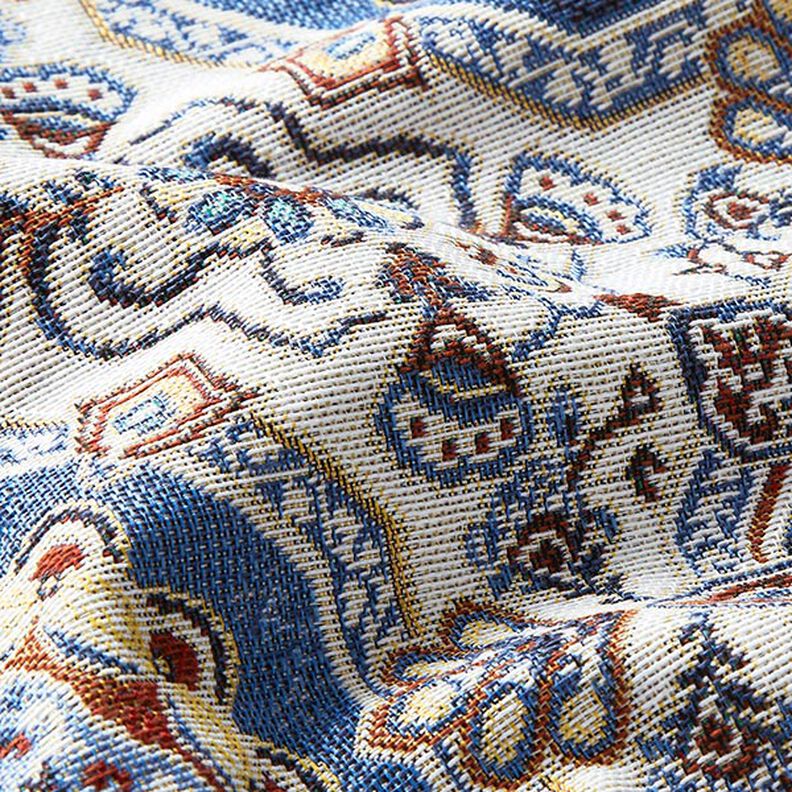 Tissu de décoration Gobelin Mandala oriental – bleu/ivoire,  image number 2
