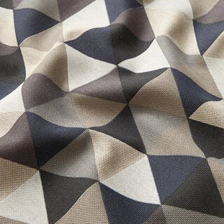Tissu décoratif Semi-panama Triangles – anémone/gris, 
