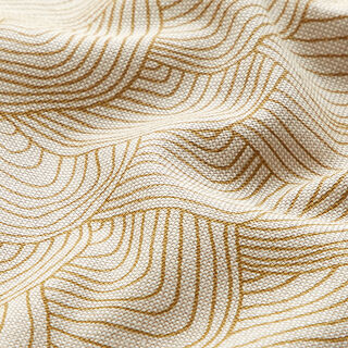 Tissu de décoration Semi-panama motif vagues – jaune curry/nature, 