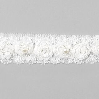 Galon à fleurs [30 mm] - blanc, 