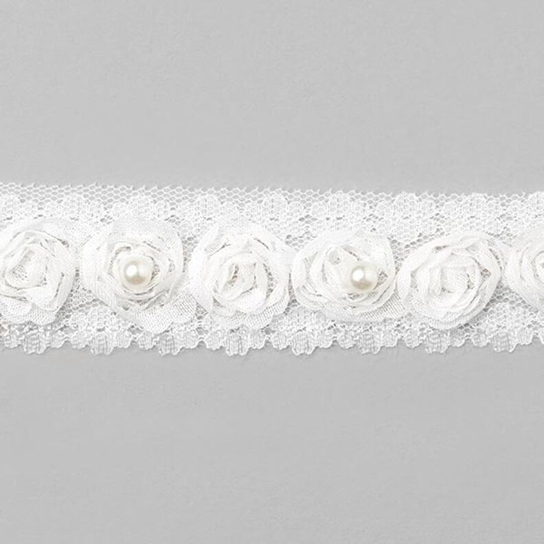 Galon à fleurs [30 mm] - blanc,  image number 1