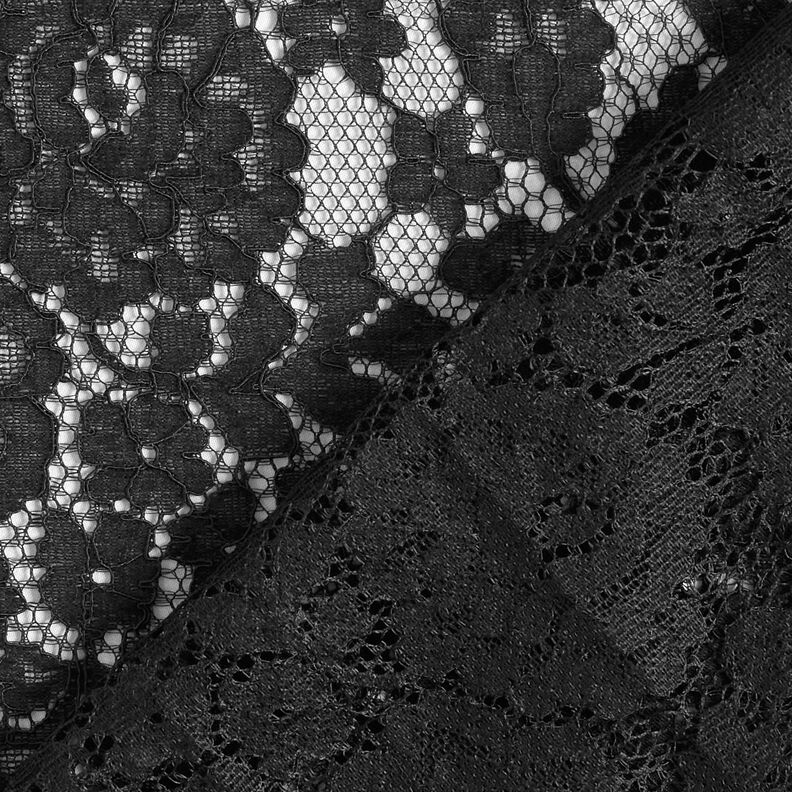 Tissu fin en dentelle Motif floral – noir,  image number 5