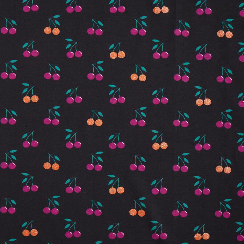 Jersey coton Cerises scintillantes | by Poppy – noir,  image number 1