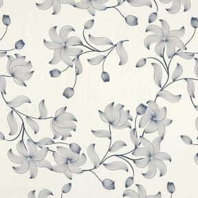 Tissu viscose Tulipes – écru/bleu nuit, 