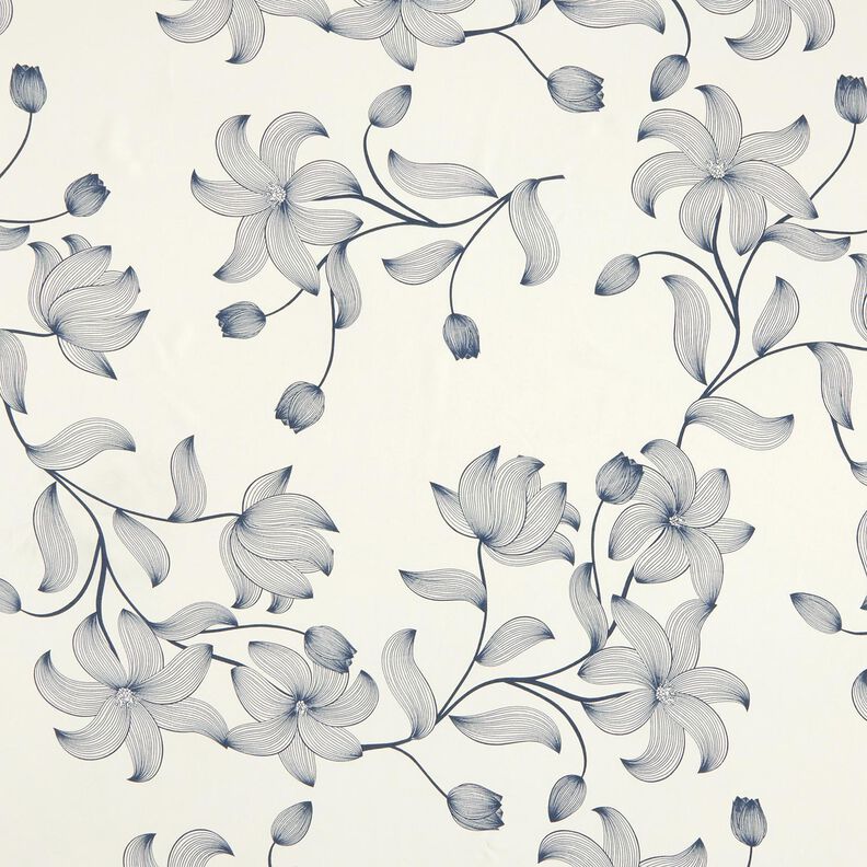 Tissu viscose Tulipes – écru/bleu nuit,  image number 1