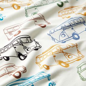 French Terry Sweat d’été bus colorés – écru, 