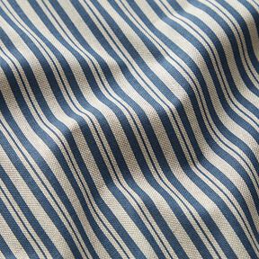 Tissu de décoration Semi-panama Rayures fines – bleu jean/nature, 