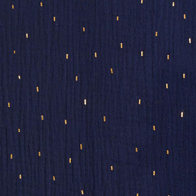 Tissu double gaze de coton Imprimé feuille Rectangle | by Poppy – bleu marine,  image number 1