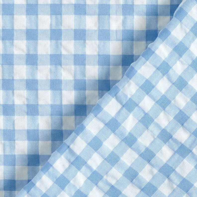 Seersucker à gros carreaux vichy – blanc/bleu clair,  image number 4