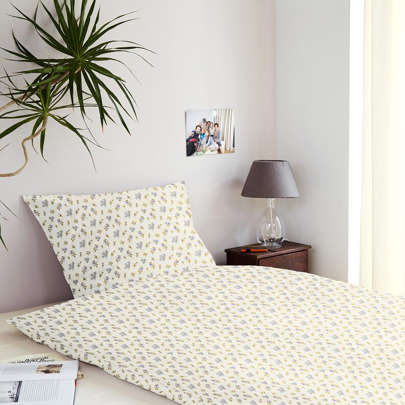Tissu en coton Cretonne Petites fleurs – crème/mauve,  image number 8