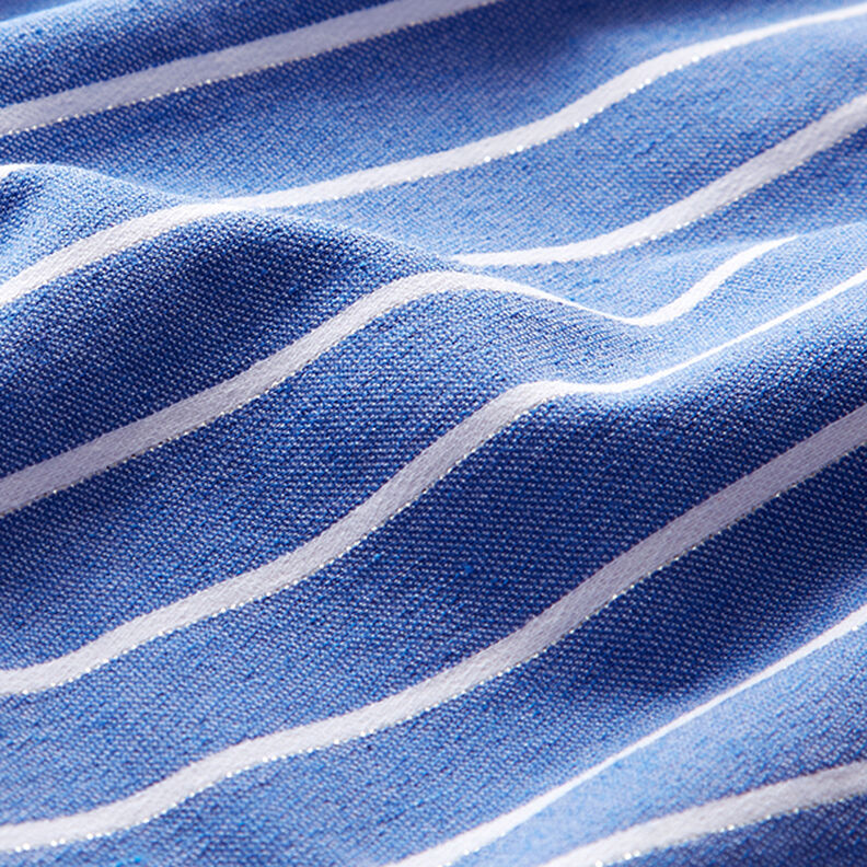 Viscose stretch à rayures pailletées – bleu/blanc,  image number 2