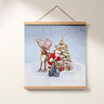 Objet décoratif Gobelin Père Noël avec renne – bleu,  thumbnail number 6