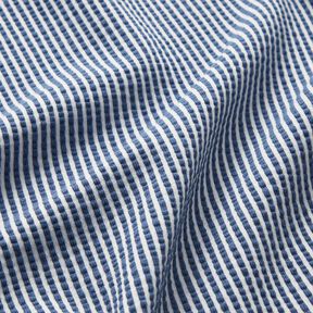 Jersey coton Seersucker Rayures fines – bleu jean/blanc, 