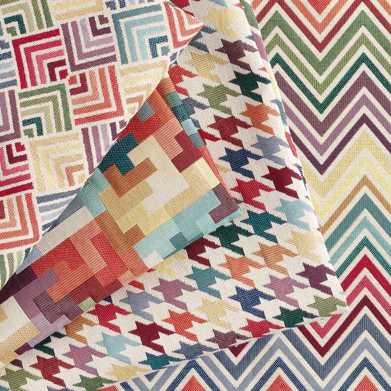 Tissu de décoration Gobelin Tetris – carmin/vert,  image number 5