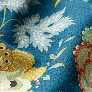 Tissu de décoration Toile Motif de fleurs orientales – pétrole, 