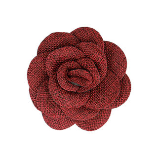 Badge Fleur tissée  – rouge bordeaux, 