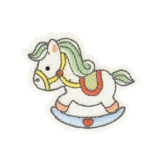 Application cheval à bascule [ 4 x 5 cm ] – écru/vert clair, 