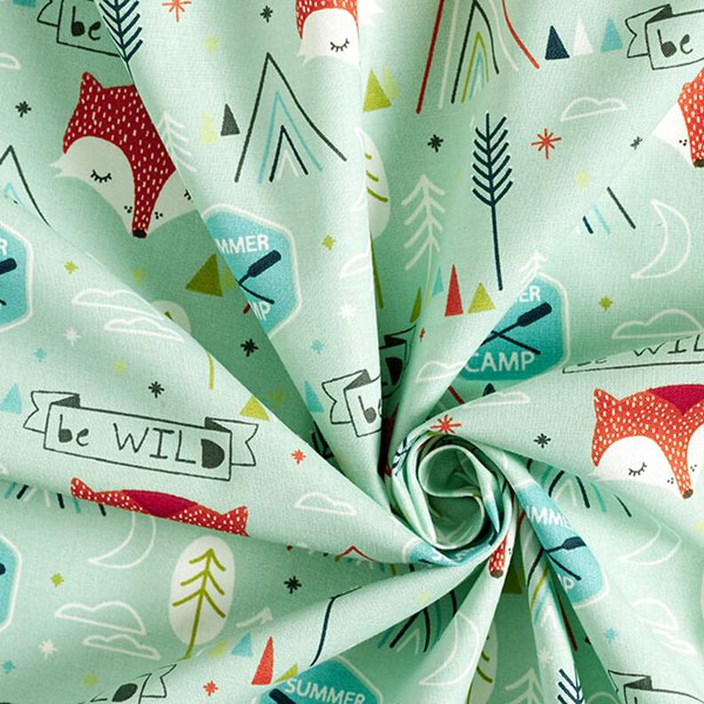 Tissu en coton Cretonne Be Wild Renard – vert pastel,  image number 3