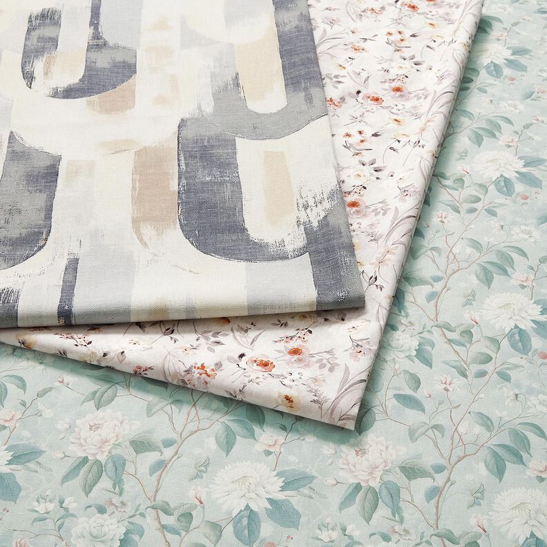Tissu en coton Popeline branches de fleurs discrètes – argent/beige clair, image number 5