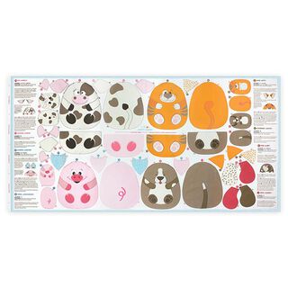 Panneau de tissu Cut & Sew sur coton "HAPPY FARM" Animaux de la ferme [ 80 x 155 cm ] | Kullaloo, 