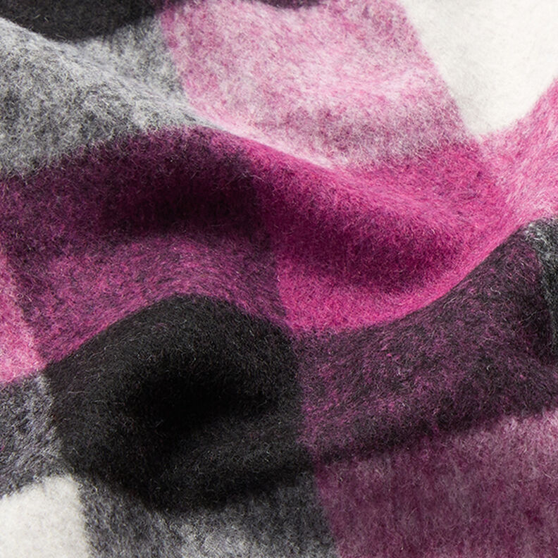 Tissu manteau en laine vierge mélangée à carreaux – raisin, image number 2