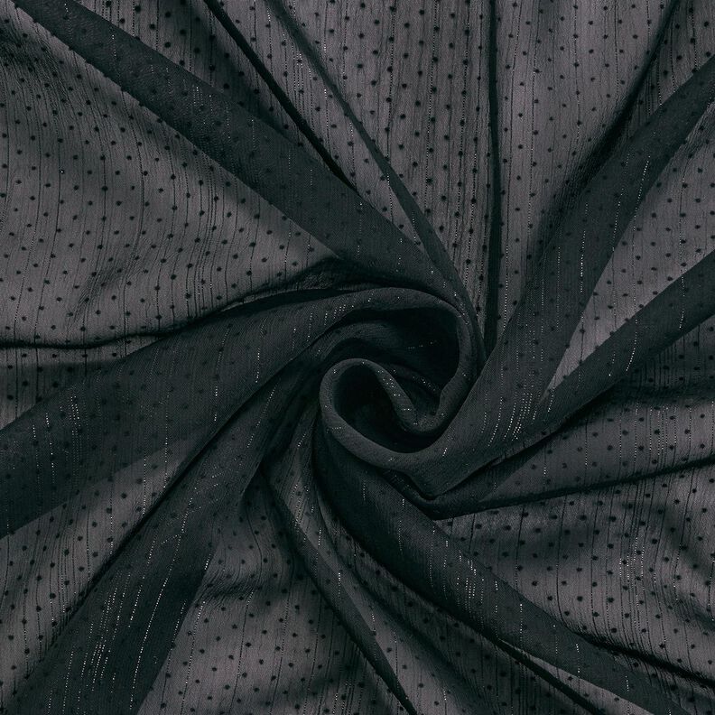 Mousseline Rayures et pois pailletés – noir,  image number 3