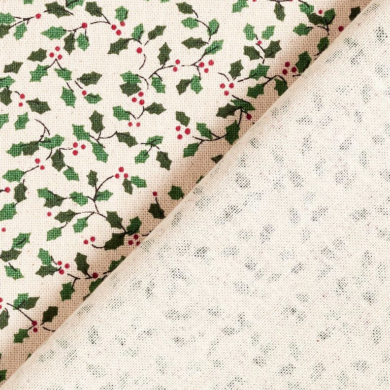 Tissu de décoration Canvas Mini houx – nature/vert sapin, image number 4
